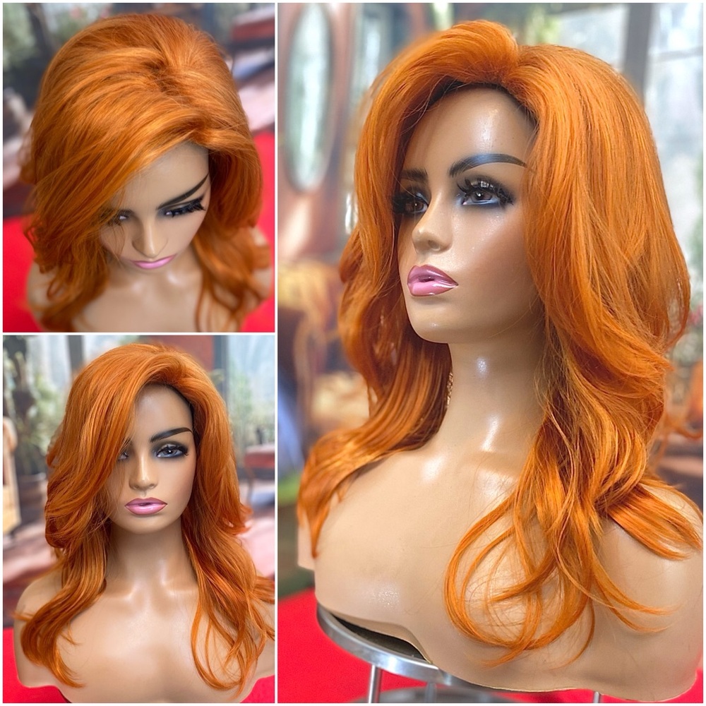 Tease full volume layered ginger wig